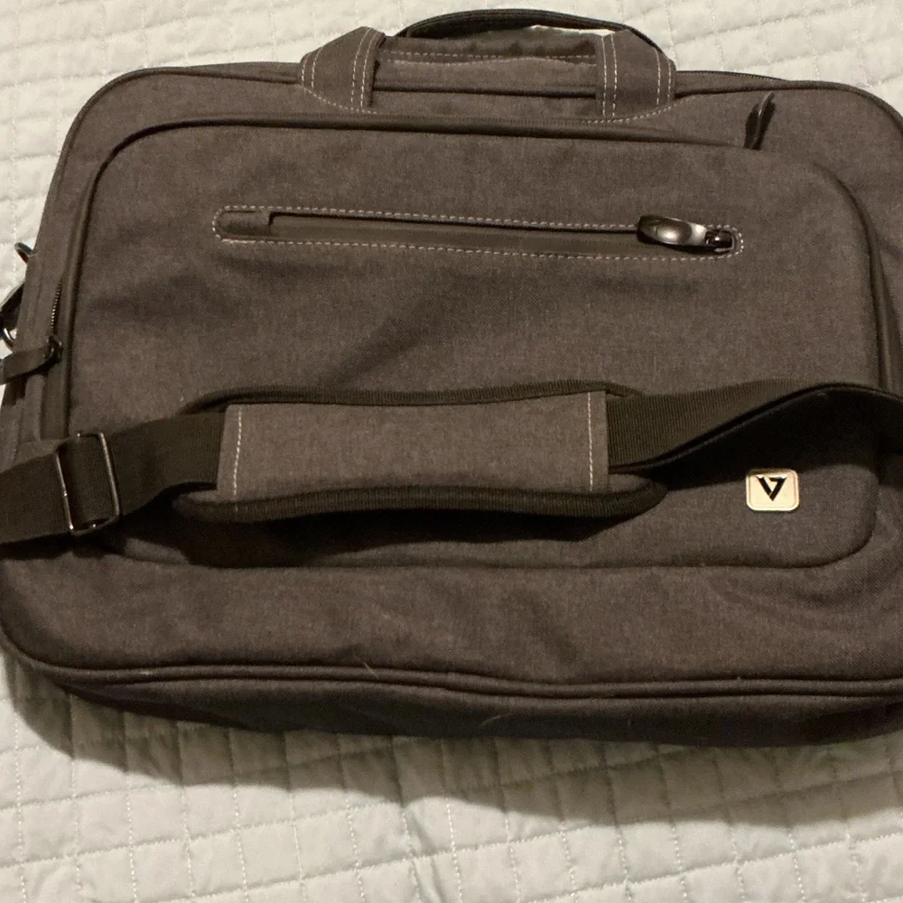 Grey Canvas Laptop Briefcase Bag